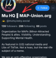 A screenshot of Mu's profile, which explains that Mu aims to improve the mental health of MAPs and discourage offending