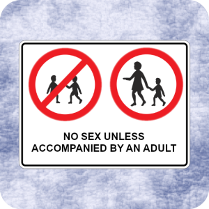 No sex unless accompanied by adults - Peter Caldwell, PCMA (consent, child sex, park sign, rules, safeguarding, age-appropriate)