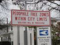 Anti-pedophile offender sign in Wapello, Iowa